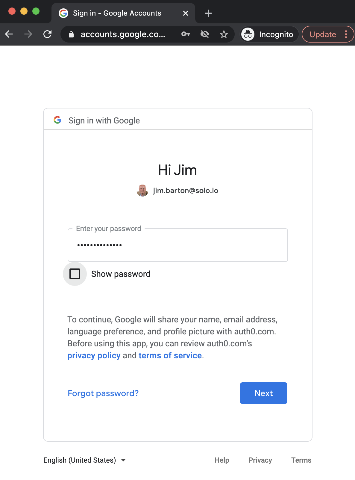 Google User Auth